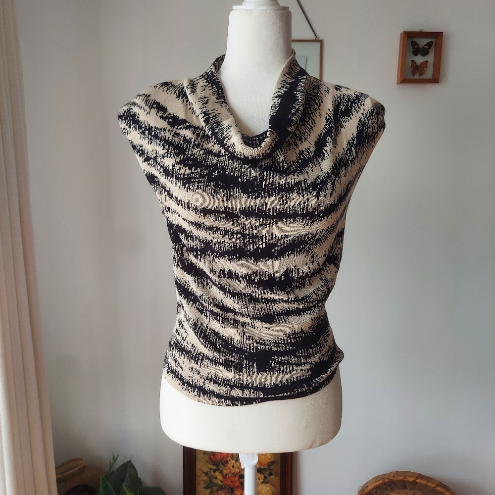 NWT Express Black & White Padded Womens Muscle Tank Top XS 100% Cotton Formal